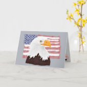 Carte American Bald Eagle and Flag - transparent sur gri (Fleur jaune)