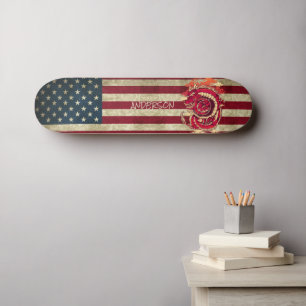 Carte American Blue Asian Dragon Skateboard person
