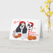 Carte American Cocker Spaniel Halloween (Fleur jaune)