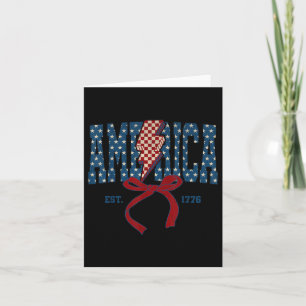 Carte American Coquette Bow Patriotique Usa Drapeau Happ