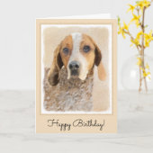 Carte American English Coonhound Paining - Art original (Fleur jaune)