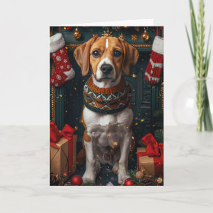 Carte American English Foxhound Avec Cadeaux De Noël