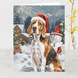 Carte American English Foxhound Chien hiver Noël Joie
