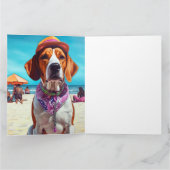 Carte American English Foxhound on Beach, cadeau d'été (Intérieur)