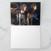 Carte American English Foxhound Snowy Sleigh Noël (Intérieur)