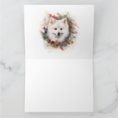 Carte American Eskimo Christmas Wreath Festive Pup (Intérieur)
