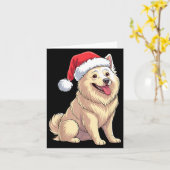 Carte American Eskimo Dog Christmas Santa Hat Pet Dog Lo (Fleur jaune)