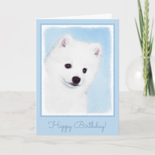 Carte American Eskimo Dog Painting - Original Dog Art (Devant)