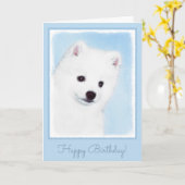 Carte American Eskimo Dog Painting - Original Dog Art (Fleur jaune)