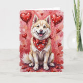 Carte American Eskimo Dog Valentine’s Day with Hearts (Devant)