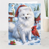 Carte American Eskimo Dog Winter Wonderland Noël (Devant)
