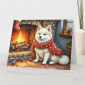 Carte American Eskimo Fireplace with Christmas Lights (Devant)