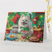 Carte American Eskimo Gîtes : Noël festif (Fleur jaune)