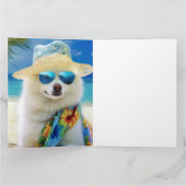 Carte American Eskimo on Beach, cadeau d'été pour amoure (Intérieur)
