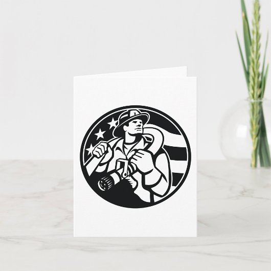 Carte American Firefighter Hero Gras Noir Et Blanc