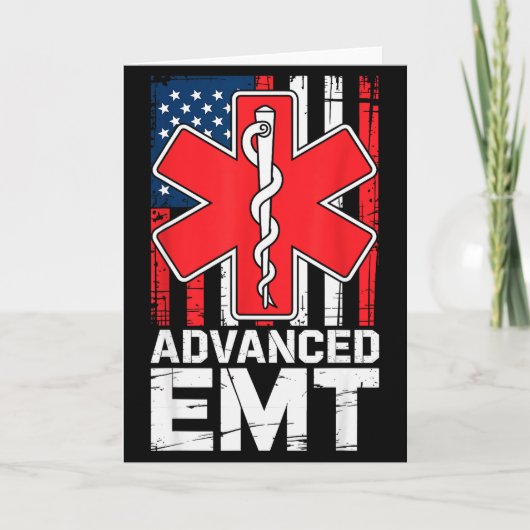 Carte American Flag Advanced Emt Aemt Medical Technician (Devant)