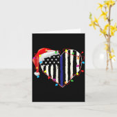 Carte American Flag Blue Line Santa Hat Lice Christmas P (Fleur jaune)