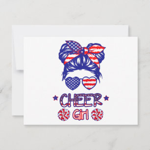 Carte American Flag Cheer Girl 4 juillet USA Patriotic C