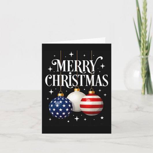 Carte American Flag Merry Christmas Tree Baubles Us Patr (Devant)