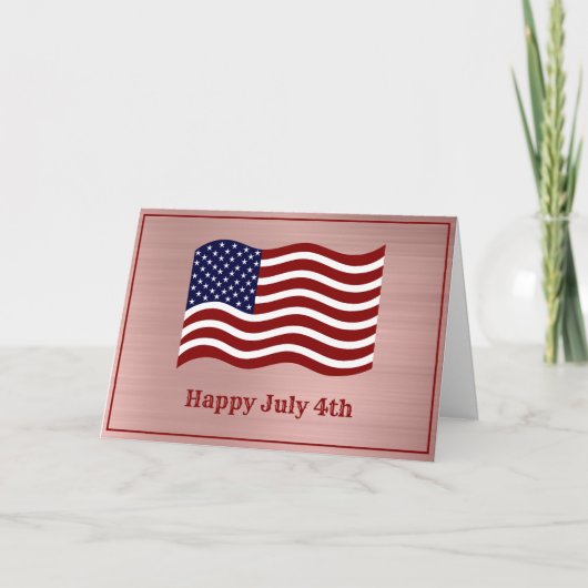 Carte American Flag Rose Gold 4 juillet (Devant)