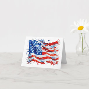 Carte American Flag USA Watercolor 4 juillet