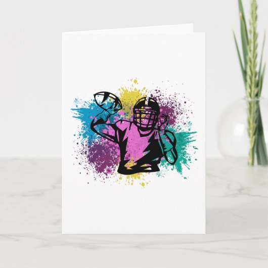 Carte American Football Grungy Couleurs Splashes (Devant)