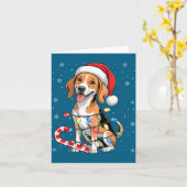 Carte American Foxhound Dog Ugly Christmas Candy Cane Tr (Fleur jaune)