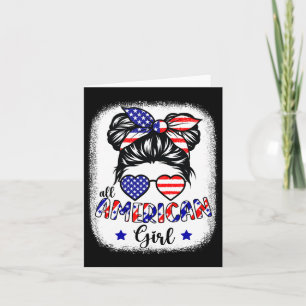 Carte American Girl 4 juillet Chemise Femmes Messy Bun U