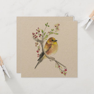 Carte American Goldfinch Bird Berries
