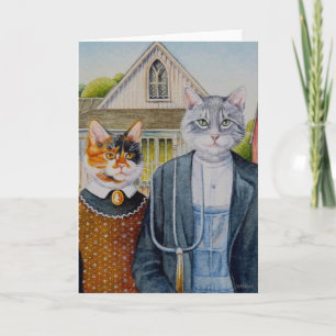 Carte American Gothic Parody Painting Aquarelle Art