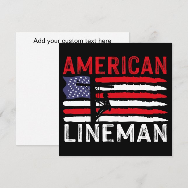 Carte American Lineman Electric Cable Patriotic USA Flag (Devant / Derrière)
