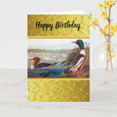 Carte American mallard ducks in a lake swimming (Fleur jaune)