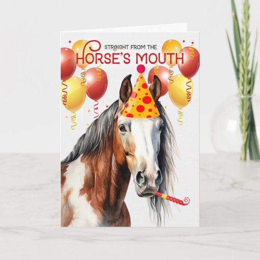 Carte American Paint Pinto Horse Drôle Anniversaire (Devant)