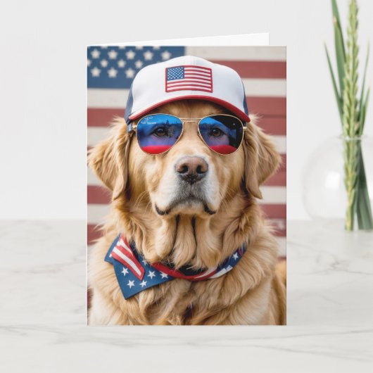 Carte American Patriotic Golden Retriever Anniversaire (Devant)