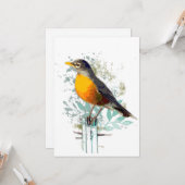 Carte American Robin Garden Bird Wildlife Nature Pos d'a (Devant/Arrière en situation)