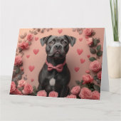 Carte American Staffordshire avec Roses - Saint-Valentin (Devant)