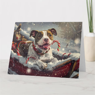 Carte American Staffordshire Chien Festif de Noël