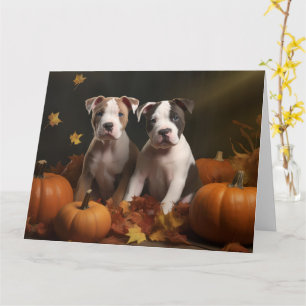 Carte American Staffordshire Puppy Automne Délice