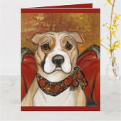 CARTE AMERICAN STAFFORDSHIRE TERRIER          (Fleur jaune)