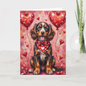 Carte American Water Spaniel Valentine Dog with Hearts (Devant)