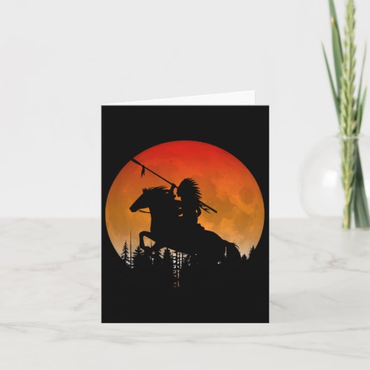 Carte Amérindiens À Cheval Silhouette D'Arbres A (Devant)