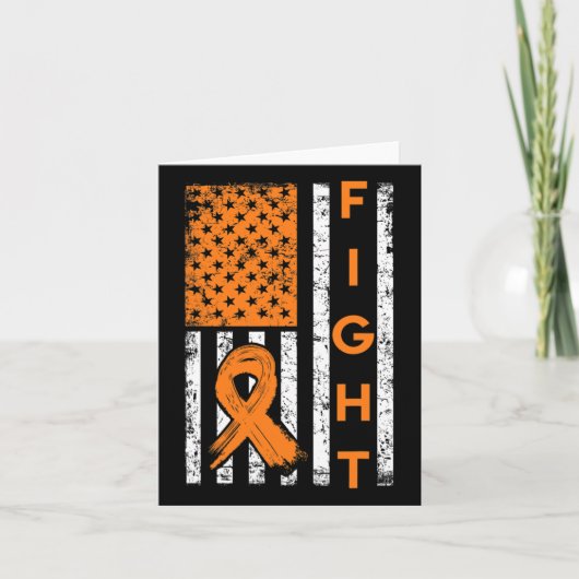 Carte Amérique Drapeau Orange Ribbon Leucémie (Devant)