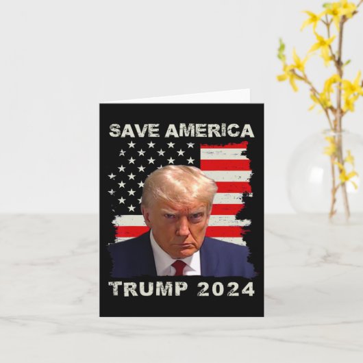 Carte Amérique Libérez Trump Mug Shot 2024 drapeau améri (Fleur jaune)
