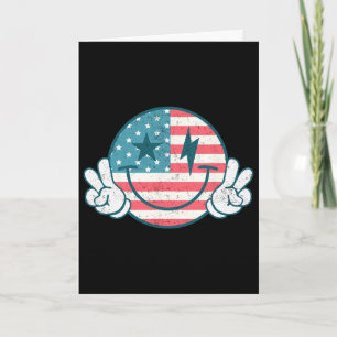 Carte Amérique Vibes Sourire Visage Drapeau Américain 4