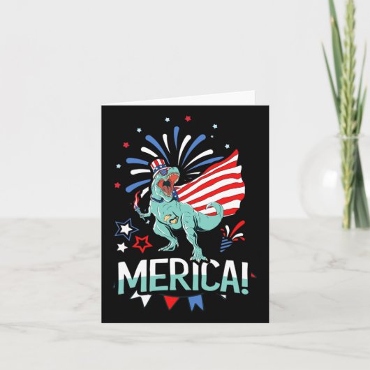 Carte Amerisaurus Rex Drapeau Américain Jour de l'Indépe (Devant)