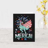 Carte Amerisaurus Rex Drapeau Américain Jour de l'Indépe (Fleur jaune)