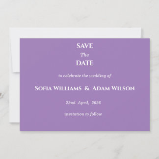 Carte Amethyst Purple Minimalist Save the Date Card