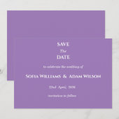Carte Amethyst Purple Minimalist Save the Date Card (Devant / Derrière)