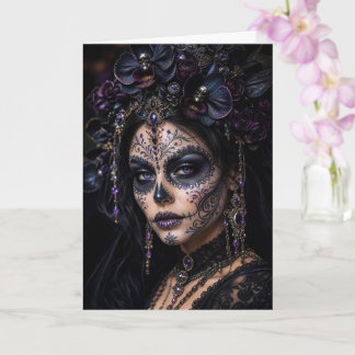 Carte Améthyste Orchidée Calavera – Crâne de Sucre Gothi