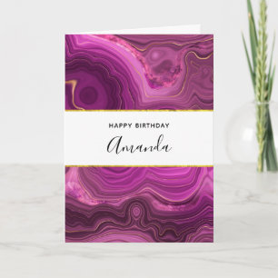 Carte Améthyste Violet Et Or Agate Abstrait Anniversaire